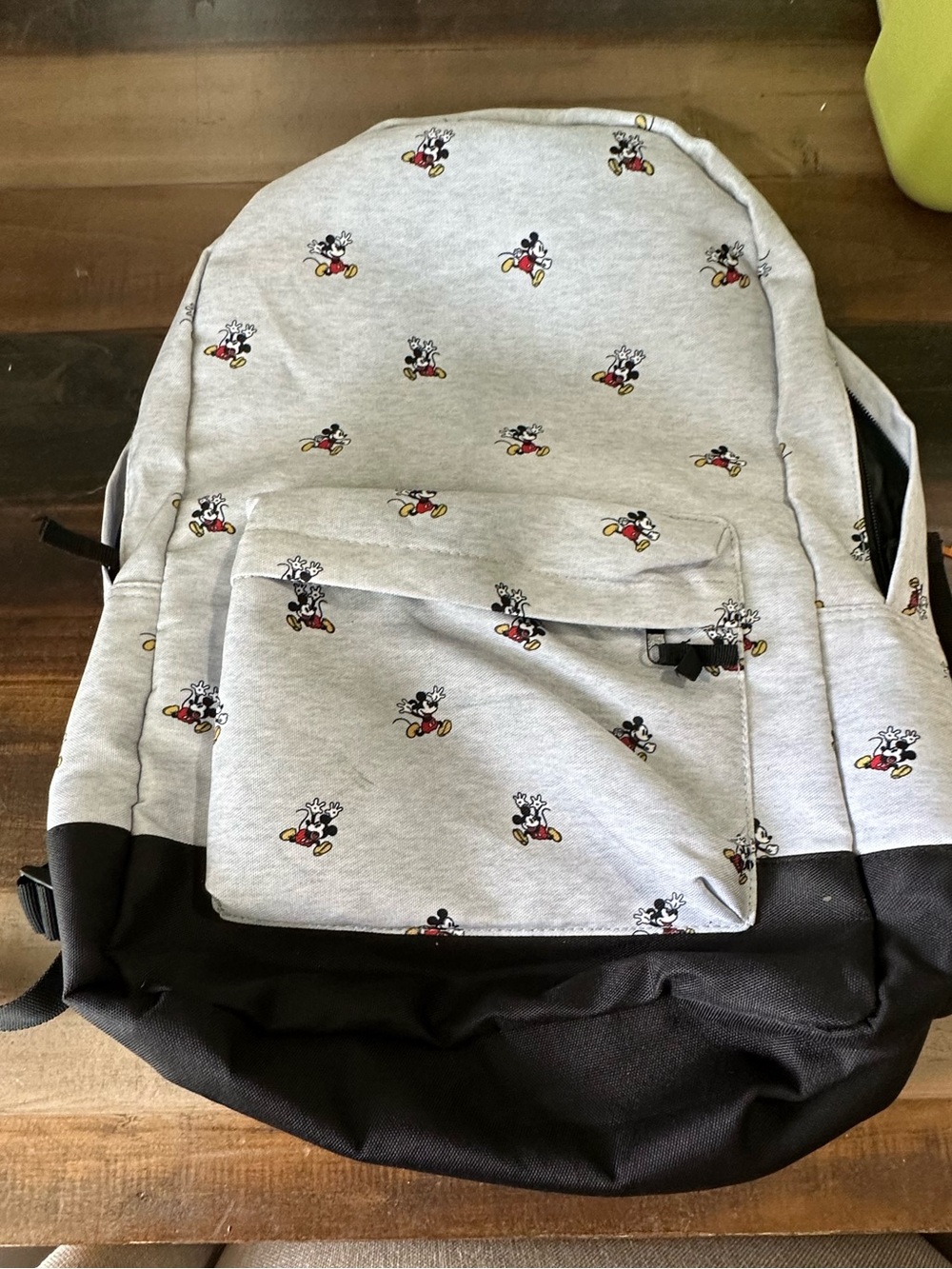 Disney Light Gray Mickey Pattern Kids Backpack with Black Base